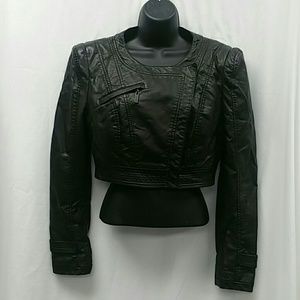 cropped moto jacket black runway New York